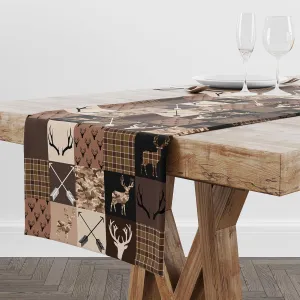 Vintage Bear Deer Table Runner,Western Forest Wildlife Cabin Fallwinter Tabletop Table Decoration,72X13inch