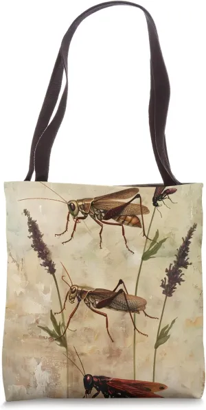 Vintage Insect Lover Gothic Grasshopper Tote Bag