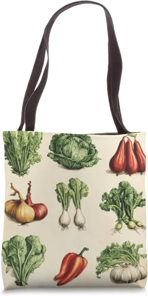 Vintage Vegetable Encyclopedia Drawing Cottagecore Farmhouse Tote Bag