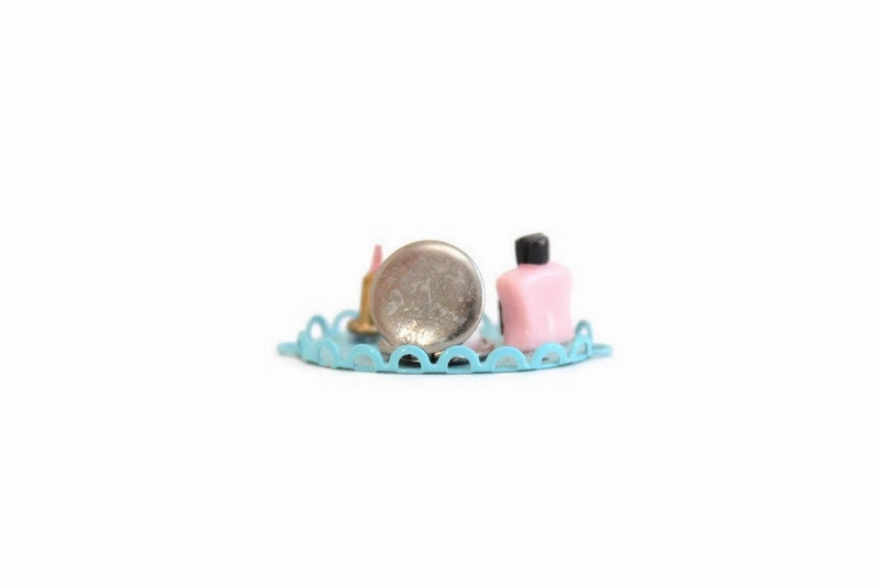 Vintage 1:12 Miniature Dollhouse Vanity Tray with Cosmetics