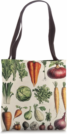 Vintage Vegetable Encyclopedia Drawing Cottagecore Farmhouse Tote Bag