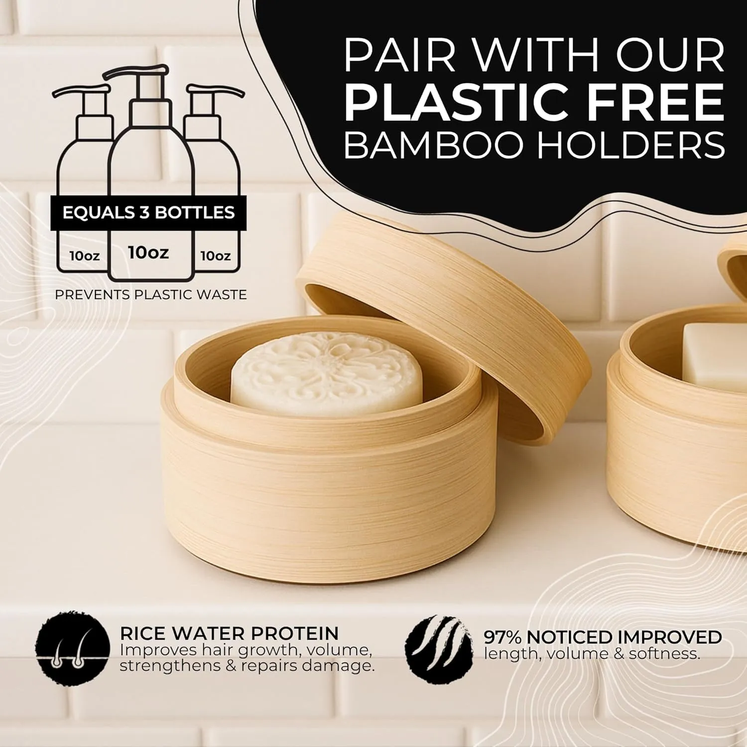 Viori Terrace Garden Shampoo and Conditioner Bar Set Made with Rice Water - Handcrafted Sulfate Free Shampoo and Conditioner