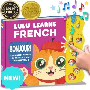 Vol. 2 | Musical Baby Book in French, French Baby Books, French Baby Toys & Bilingual Toys French, French Books for Toddlers 1-3, Kids, Children, Girls, Boys & Babies
