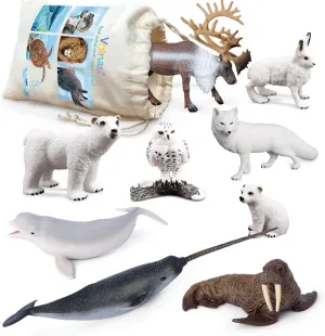 Volnau Sea Creature Toys Figures 9PCS Arctic Circle Ocean Animals Figurines for Toddlers Kids Christmas Decoration Gift Plastic Fish Preschool Pack and Bath Polar Bear Set