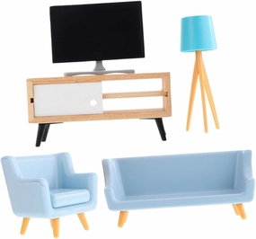 Wakauto 1set Miniature Furniture for Dollhouses Tiny Decor Including Tv Cabinet Tvs and Sofas for Living Room Decoration and Photo Props