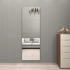 Wall Mirror Full Length, Thick 0.127", 12"X12", 4 Pcs, Unbreakable Gym Mirrors for Home Gym, Plexiglass Makeup Mirror Tiles, Full Body Workout Wall Mirrors, Over The Door Wall-Mounted Sticker