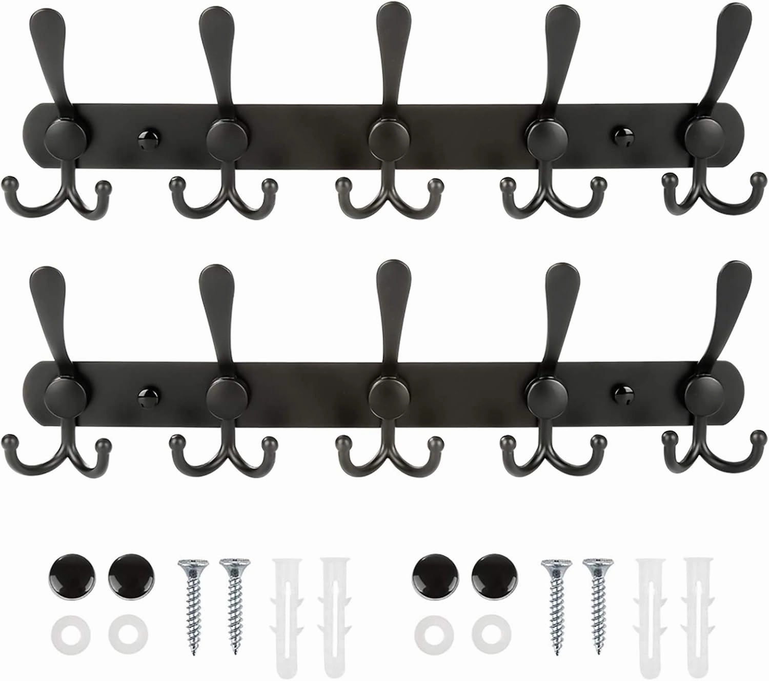 Wall Mounted Coat Hook, 2 Packs 15 Hooks Stainless Steel Coat Hook Rail for Coat Hat Towel Purse Robes Bathroom Closet Room