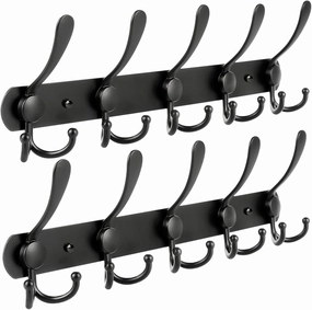 Wall Mounted Coat Hook, 2 Packs 15 Hooks Stainless Steel Coat Hook Rail for Coat Hat Towel Purse Robes Bathroom Closet Room