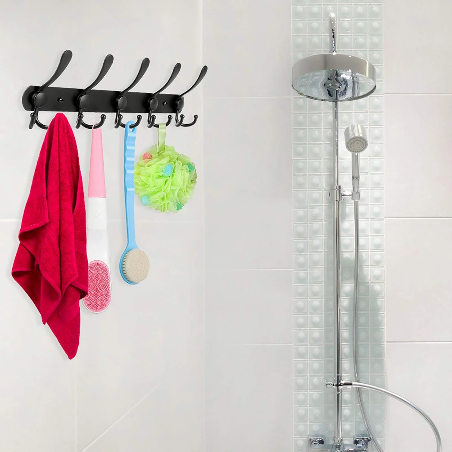 Wall Mounted Coat Hook, 2 Packs 15 Hooks Stainless Steel Coat Hook Rail for Coat Hat Towel Purse Robes Bathroom Closet Room