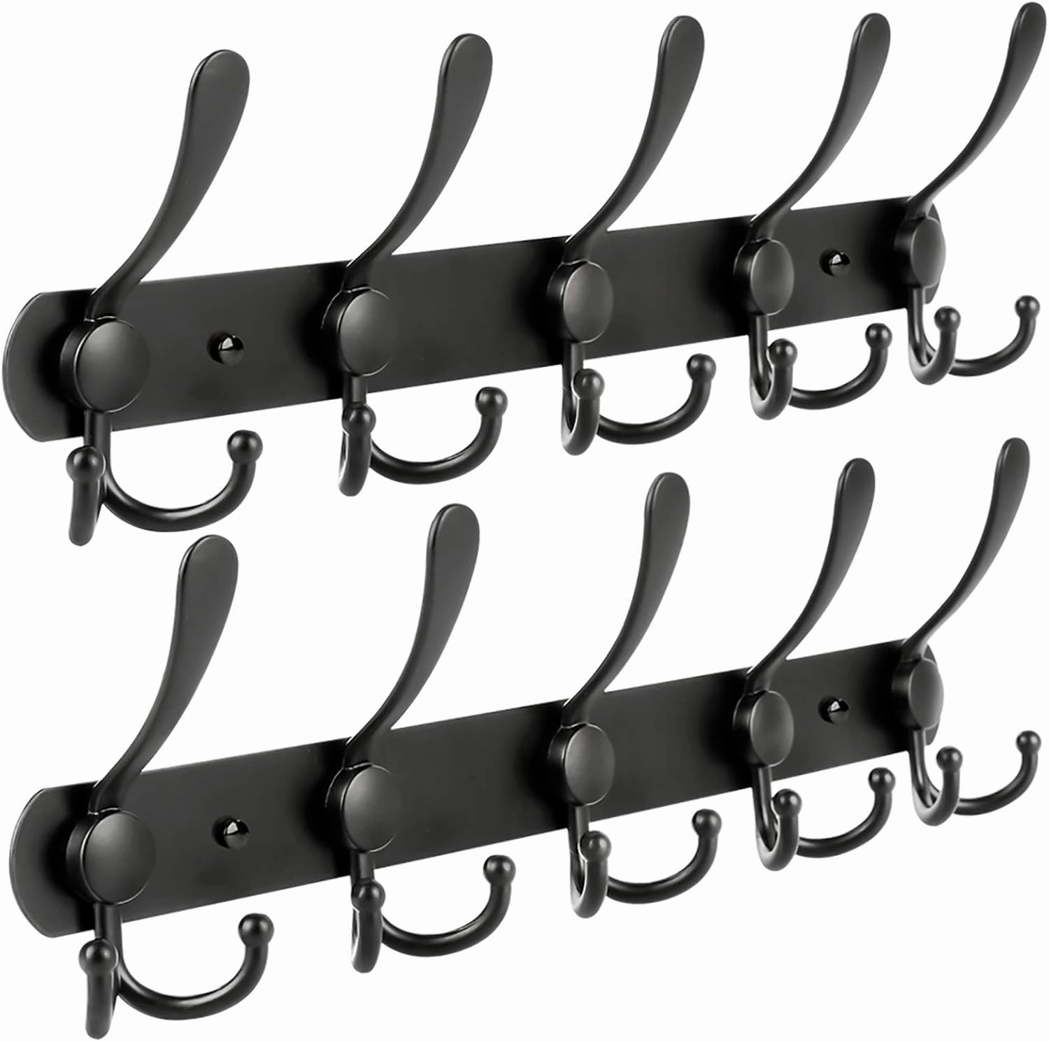 Wall Mounted Coat Hook, 2 Packs 15 Hooks Stainless Steel Coat Hook Rail for Coat Hat Towel Purse Robes Bathroom Closet Room