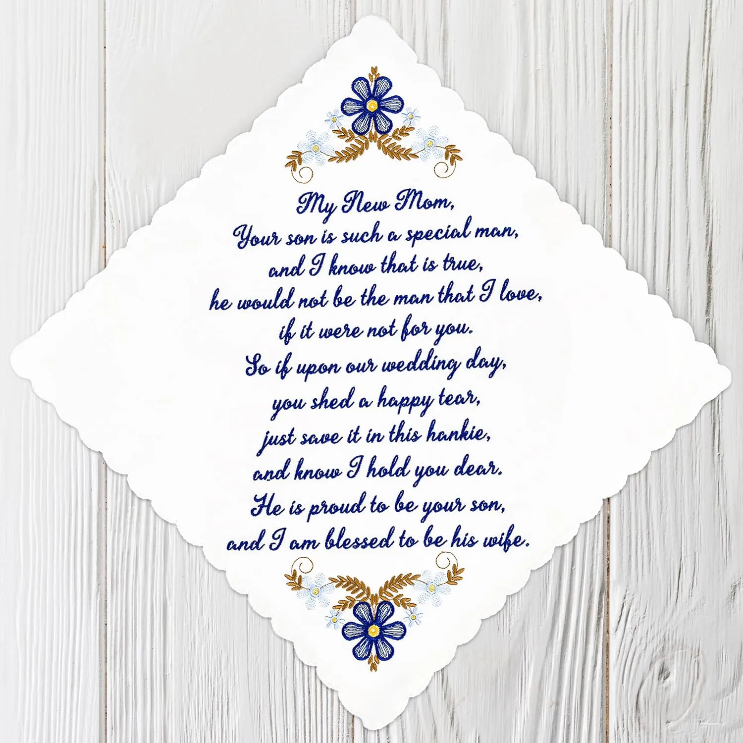W&F GIFT Embroidered Wedding Handkerchief - Mom, Dad, New Mom, New Dad & Grandma
