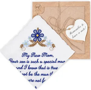 W&F GIFT Embroidered Wedding Handkerchief - Mom, Dad, New Mom, New Dad & Grandma