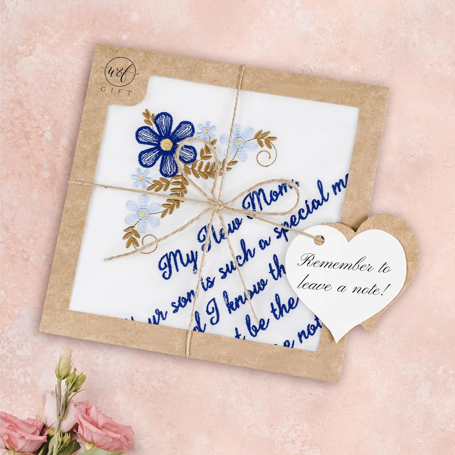 W&F GIFT Embroidered Wedding Handkerchief - Mom, Dad, New Mom, New Dad & Grandma