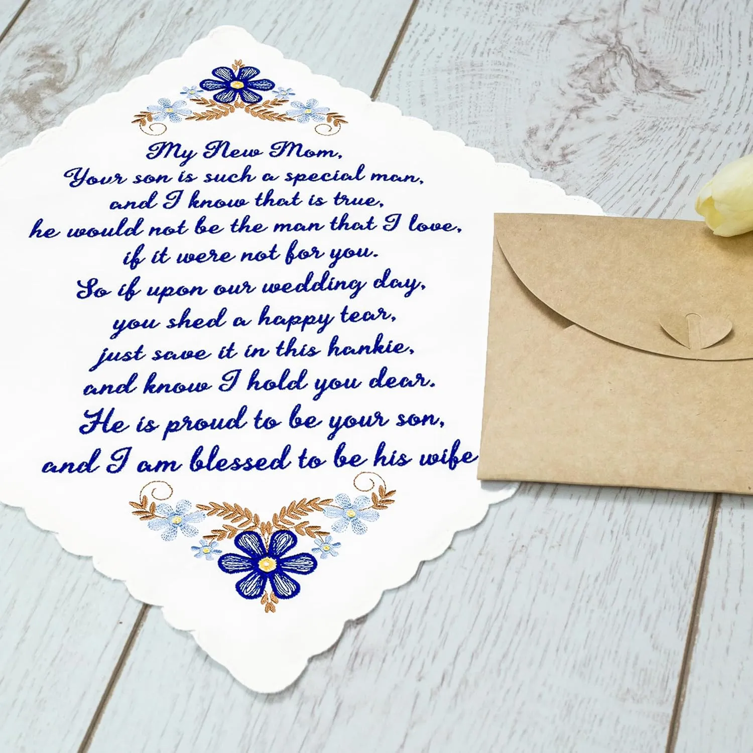 W&F GIFT Embroidered Wedding Handkerchief - Mom, Dad, New Mom, New Dad & Grandma