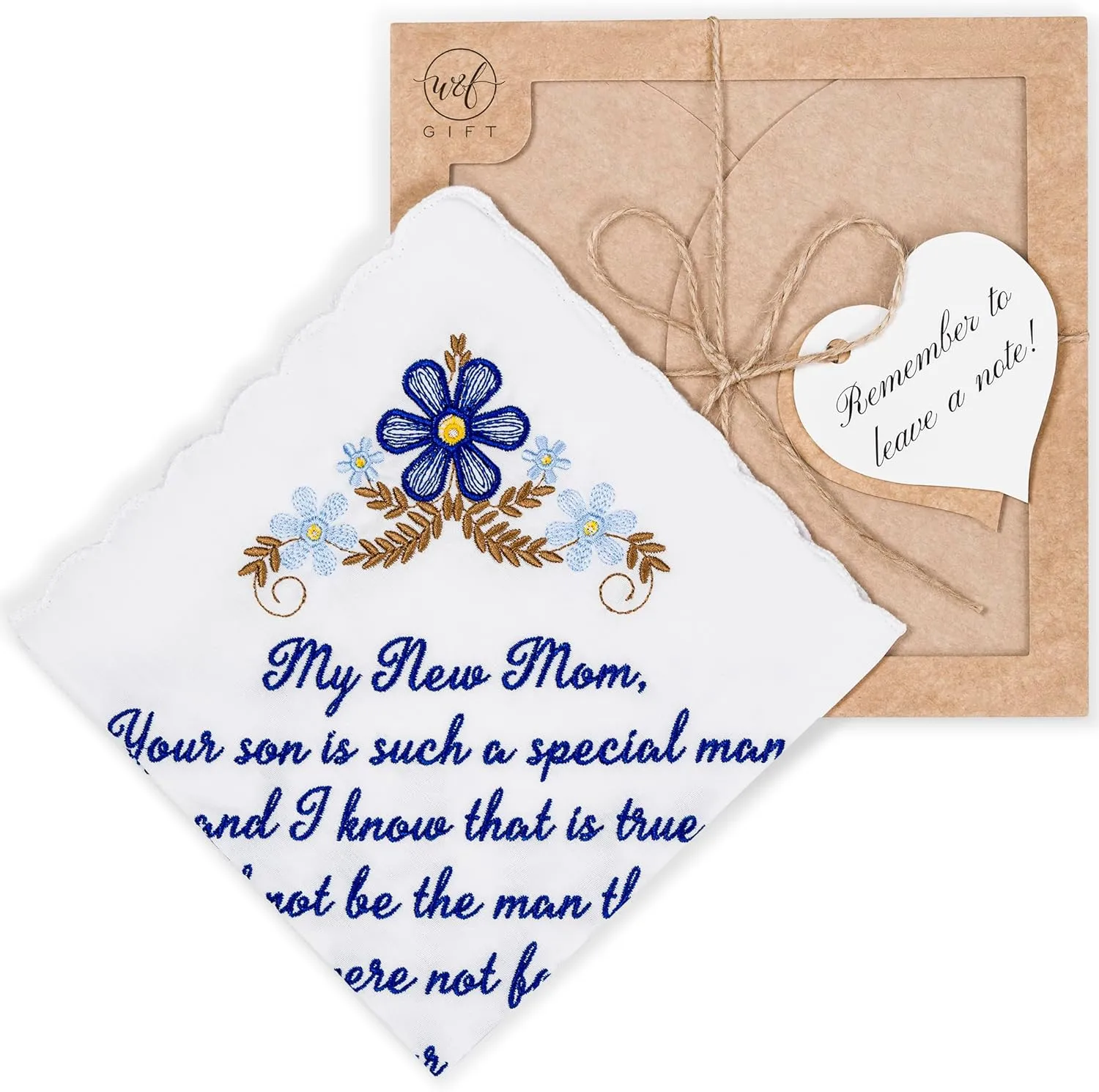 W&F GIFT Embroidered Wedding Handkerchief - Mom, Dad, New Mom, New Dad & Grandma