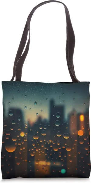 Water drops on glass pane, blurred drawing Tote Bag