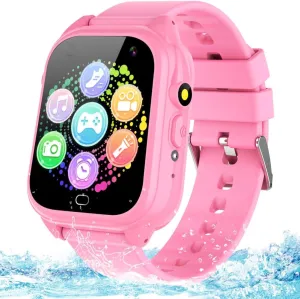 Waterproof Kids Smart Watch for 3-12 Years Old Boys Girls Toys with 26 Game Video Camera Pedometer Music Player Alarm Clock Calculator 1.44'' HD Touchscreen Educational Toys Birthdays Gifts