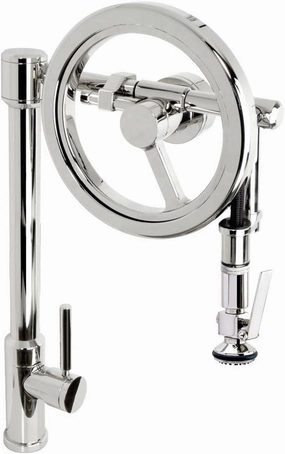 Waterstone 5130-CD-MB Endeavor Wheel Pulldown Lever Sprayer Faucet Chardonnay & Matte Black