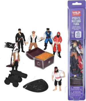 Wild Republic Nature Tube, Buccaneer Figurines, Pirate Party, Kids Gifts, Educational Toys, Hobby, 10-Piece Set,Multi,1.5" to 3"