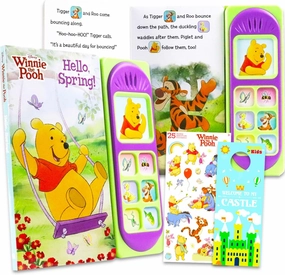 Winnie The Pooh Sound Book for Toddlers - Winnie The Pooh Activity Book Bundle with an Interactive Learning Sound Book Plus Stickers, Door Hanger | Winnie The Pooh Gifts for Kids
