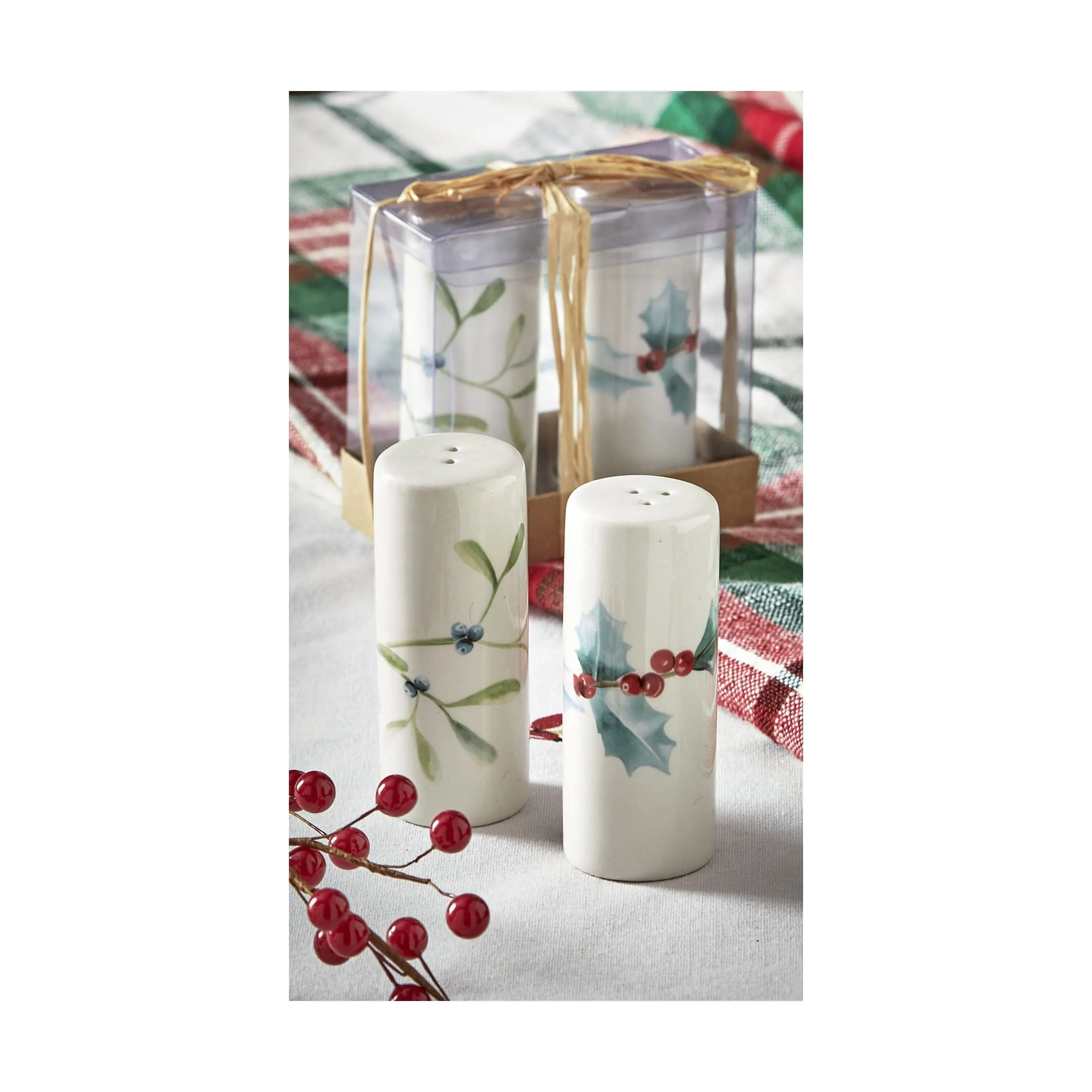 Winter Sprig S&P Set Of 2 - White