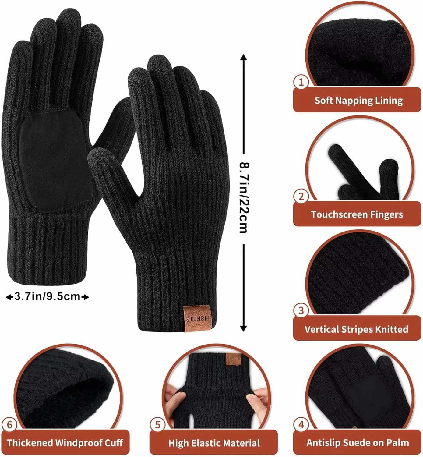 Winter Hat Gloves Scarf Set for Men Women, Mens Beanie Long Scarf Touchscreen Gloves for Cold Weather, 3 in 1 Warm Gift Set
