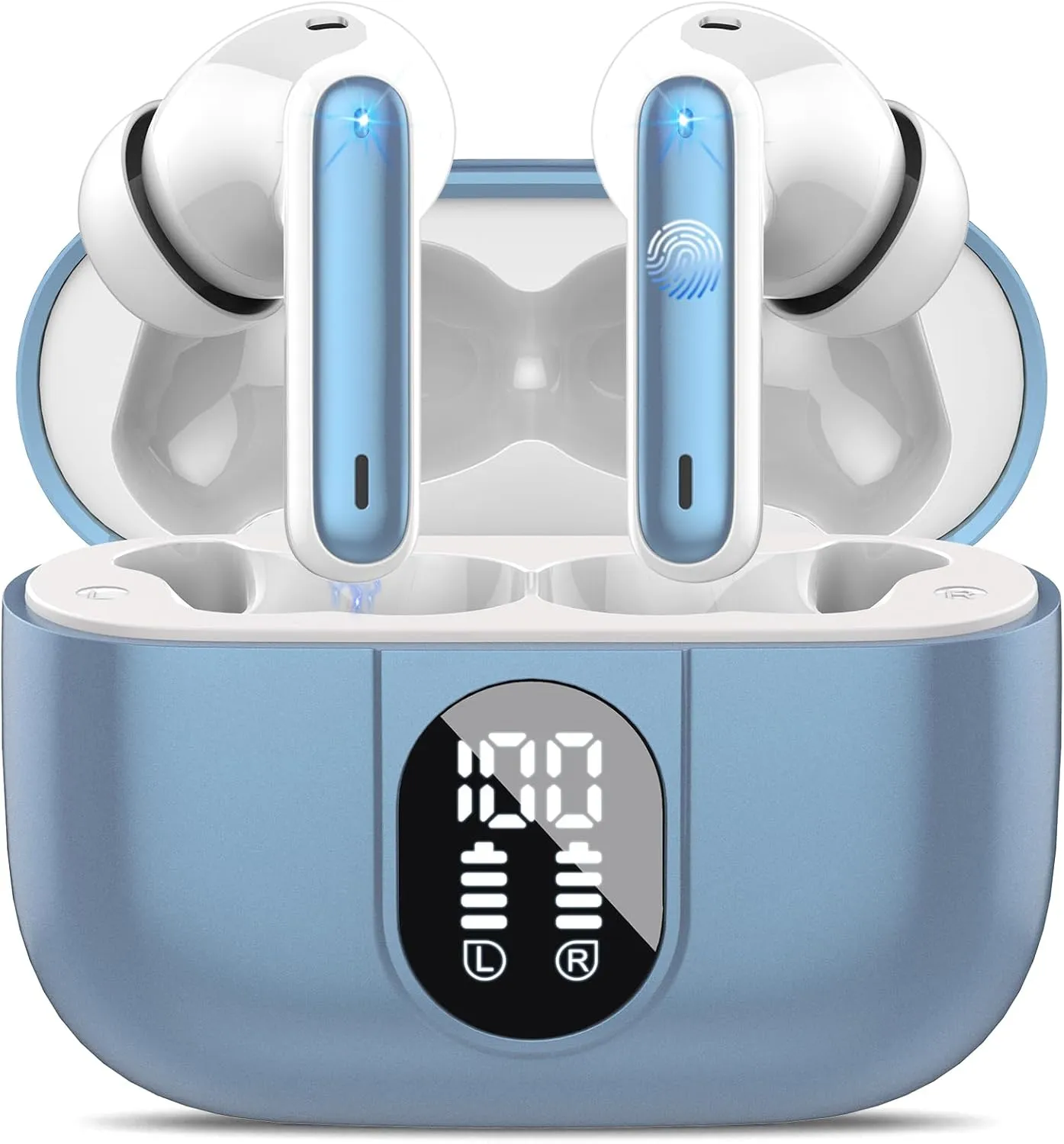 Wireless Earbuds 2024 Bluetooth 5.3 Headphones HiFi Stereo, 40H Playtime in-Ear Earbud, Bluetooth Earbuds with LED Power Display, IP7 Waterproof Wireless Earphones Sport Headset for Android iOS
