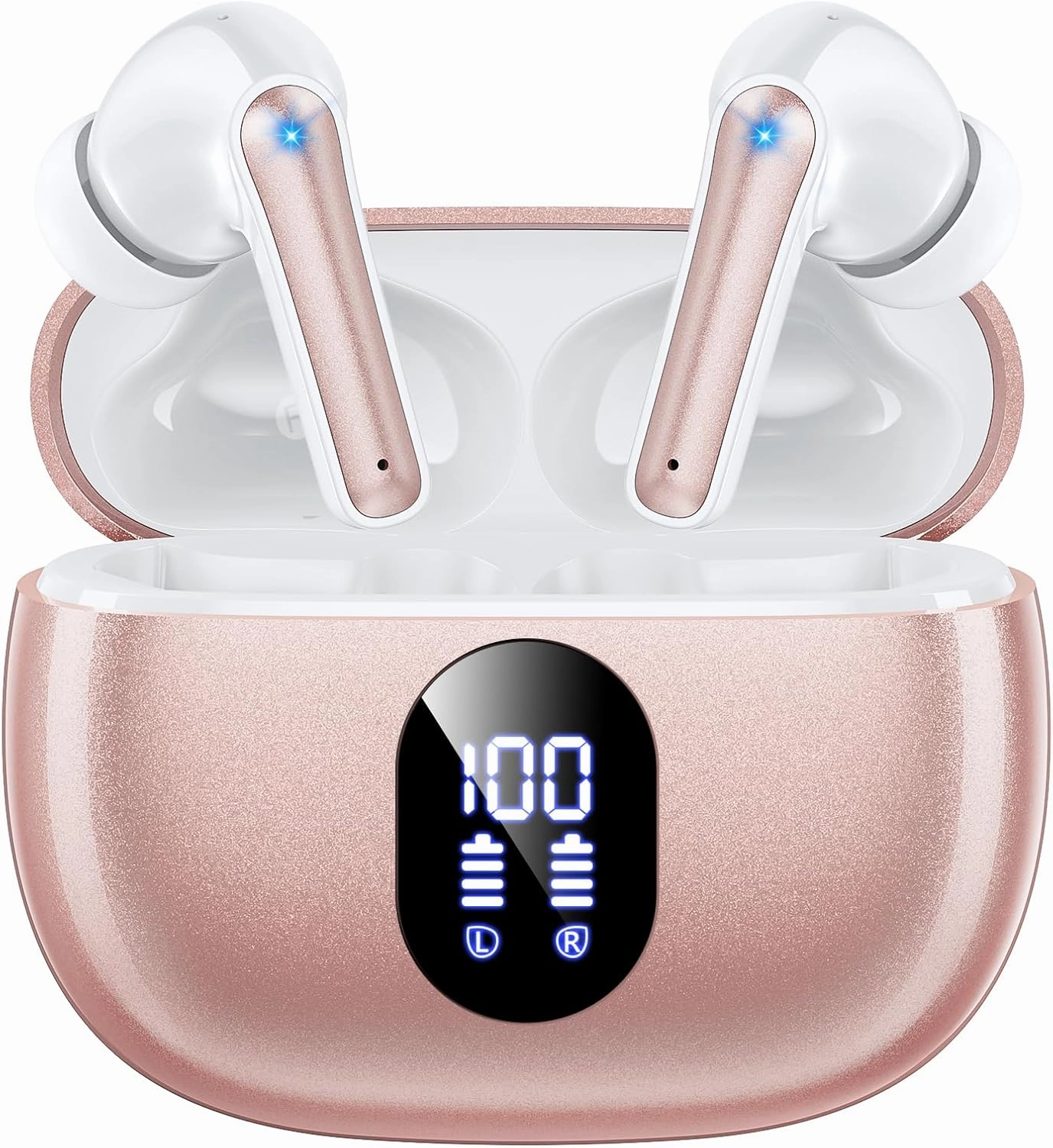 Wireless Earbuds, 2025 Ear Buds with Big Bass Stereo Sound, Lightweight Bluetooth Earbuds with 48 Hours Playtime, in-Ear Fit Earphones, IPX7, Hands-Free Calls with AI for iPhone, Android, Pad