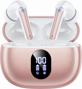 Wireless Earbuds, 2025 Ear Buds with Big Bass Stereo Sound, Lightweight Bluetooth Earbuds with 48 Hours Playtime, in-Ear Fit Earphones, IPX7, Hands-Free Calls with AI for iPhone, Android, Pad