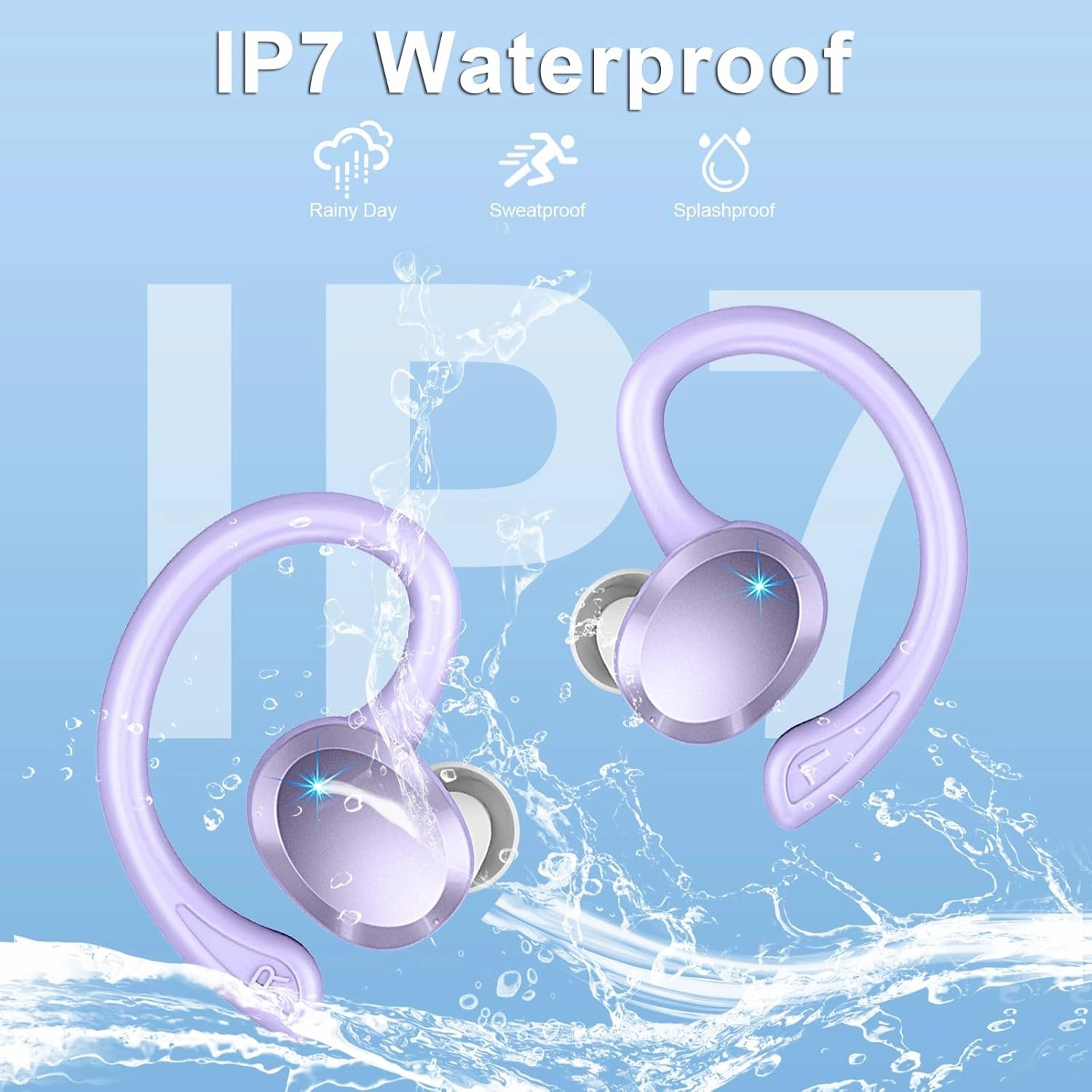 Wireless Earbuds Bluetooth 5.4 Headphones Sport, 2025 Bluetooth Earbuds with Earhooks, 48H Stereo Over Ear Buds, Earphone with 4 ENC Noise Canceling Mic, IP7 Waterproof Headset for Running/Gym/Workout