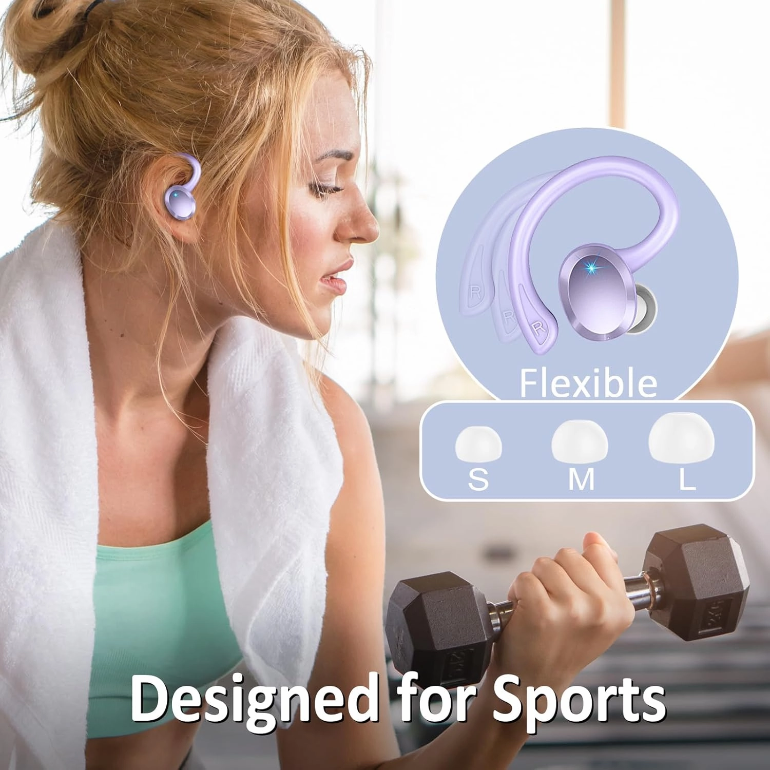 Wireless Earbuds Bluetooth 5.4 Headphones Sport, 2025 Bluetooth Earbuds with Earhooks, 48H Stereo Over Ear Buds, Earphone with 4 ENC Noise Canceling Mic, IP7 Waterproof Headset for Running/Gym/Workout