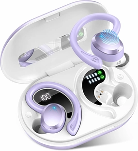 Wireless Earbuds Sport, Bluetooth 5.3 Headphones Bass Hi-Fi Stereo Over Ear Buds, 48Hrs Noise Cancelling Headset with Earhook, IP7 Waterproof Earphones Workout Running for Laptop Pad Android iOS