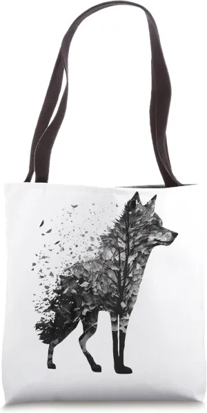 Wolf Tree Decay Drawing Animal Print Art Wolf Tote Bag
