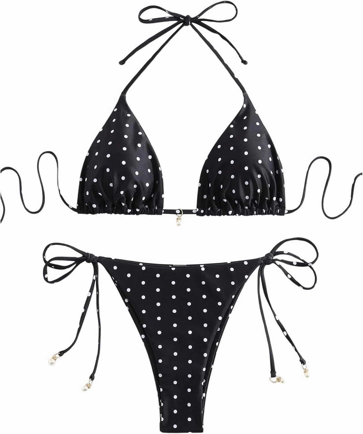 Women's High Waisted Bikini Set Graphic Tie Back Swimsuit with Tie Side Thongs Bathing Suit