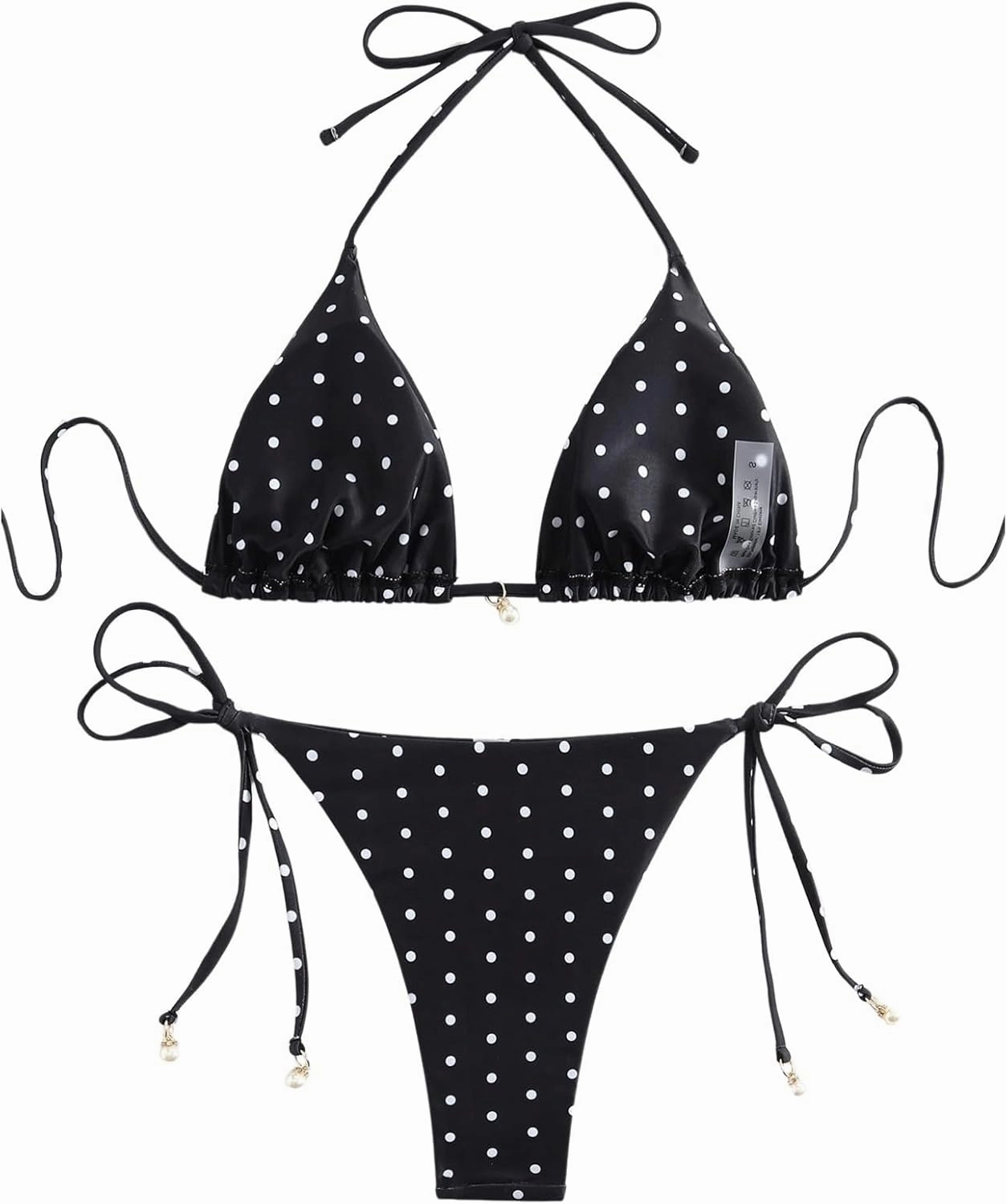 Women's High Waisted Bikini Set Graphic Tie Back Swimsuit with Tie Side Thongs Bathing Suit