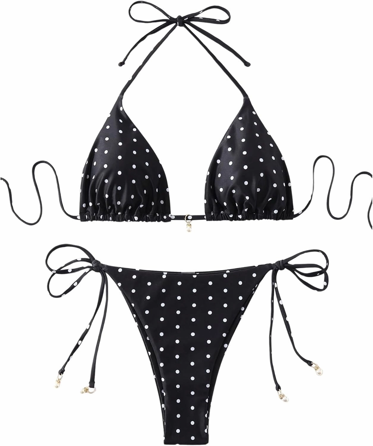Women's High Waisted Bikini Set Graphic Tie Back Swimsuit with Tie Side Thongs Bathing Suit