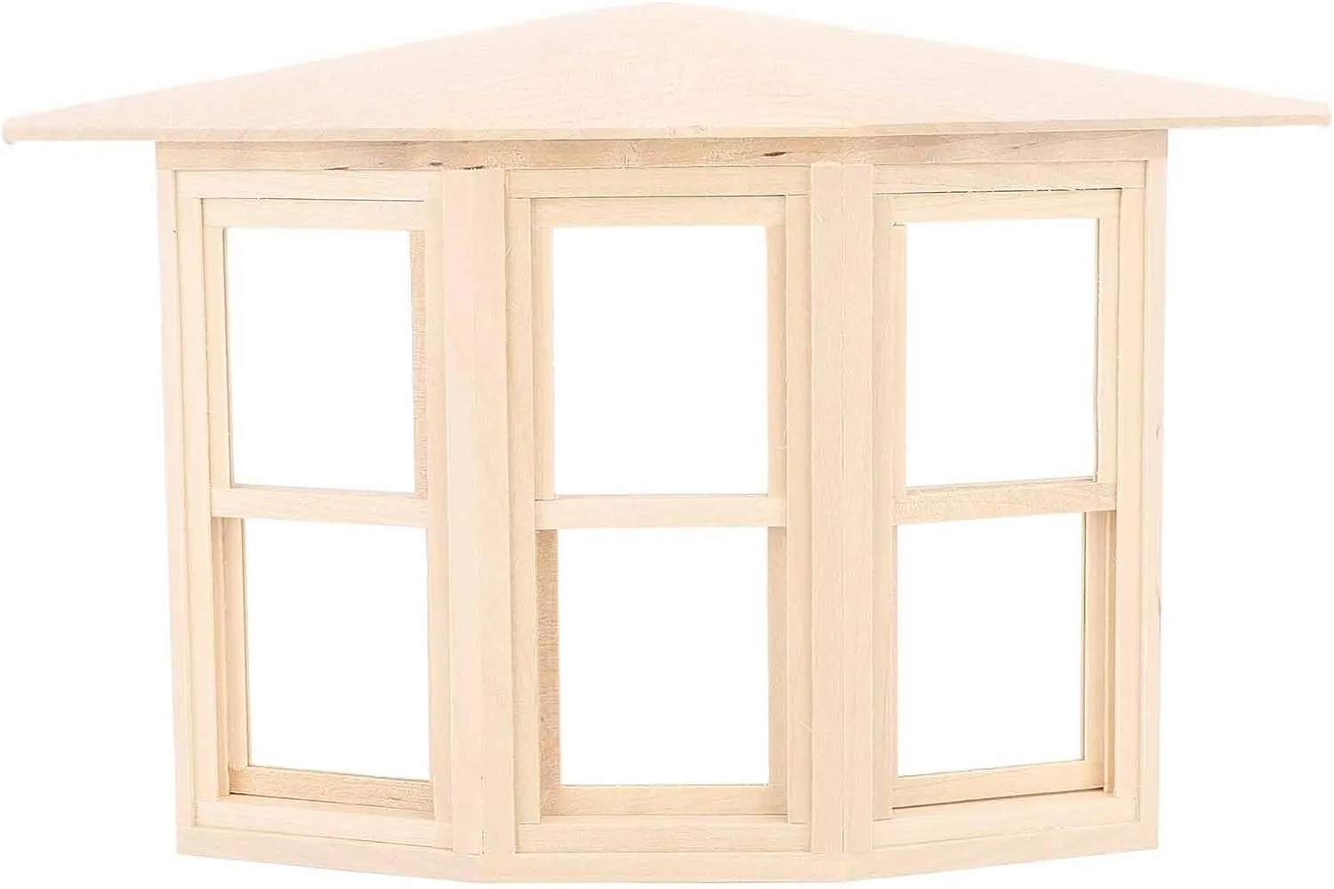 Wood Three Sided Sliding Bay Window Model,Exquisite Lifelike Miniature DIY Wooden Furniture for Doll House Decor 1:12 Scale Dollhouse Accessory