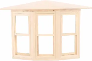 Wood Three Sided Sliding Bay Window Model,Exquisite Lifelike Miniature DIY Wooden Furniture for Doll House Decor 1:12 Scale Dollhouse Accessory