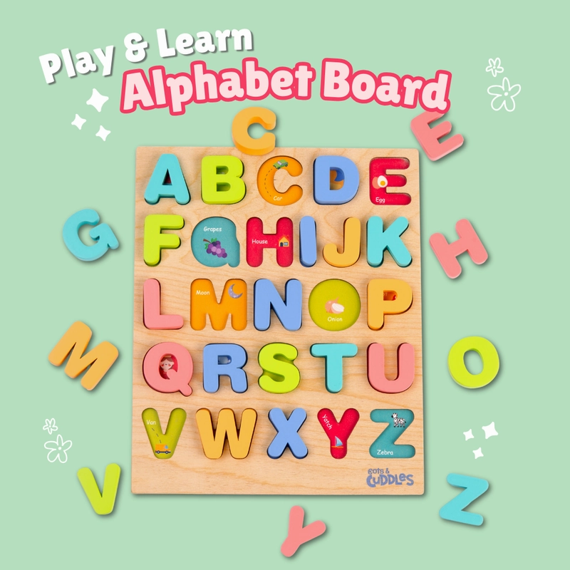 Wooden Alphabet Board for Kids (1-3 Years)