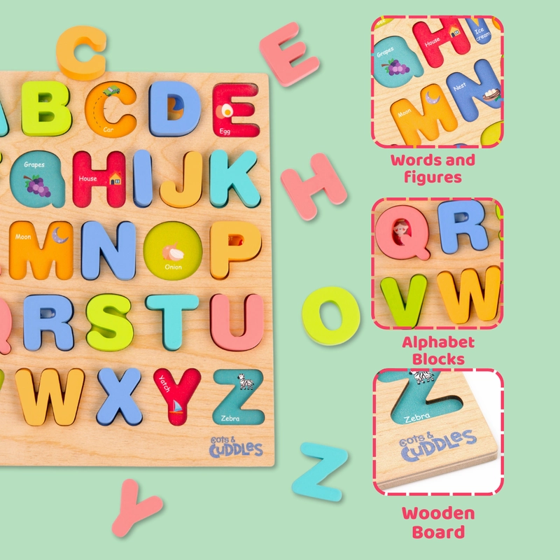 Wooden Alphabet Board for Kids (1-3 Years)