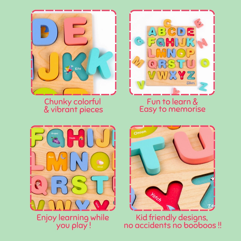Wooden Alphabet Board for Kids (1-3 Years)