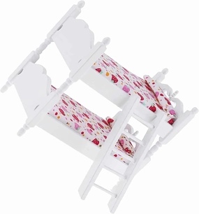 Wooden Bunk Bed Realistic Double Layer Doll Furniture for Dollhouse Bedroom Play Compact Design for Birthday Enhances Hands Cognitive Skills