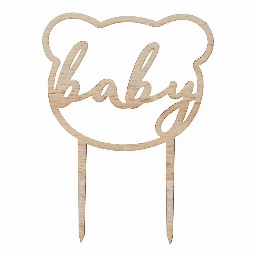Wooden Teddy Bear Cake Topper