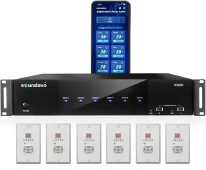 WS66i (KIT-Package)- 6 Source x 6 Zone Multi-Room Audio Amplifier | Wirelessly App Controlled   2 Streamers | Compatible with Airplay, Spotify Connect, USB, DLNA
