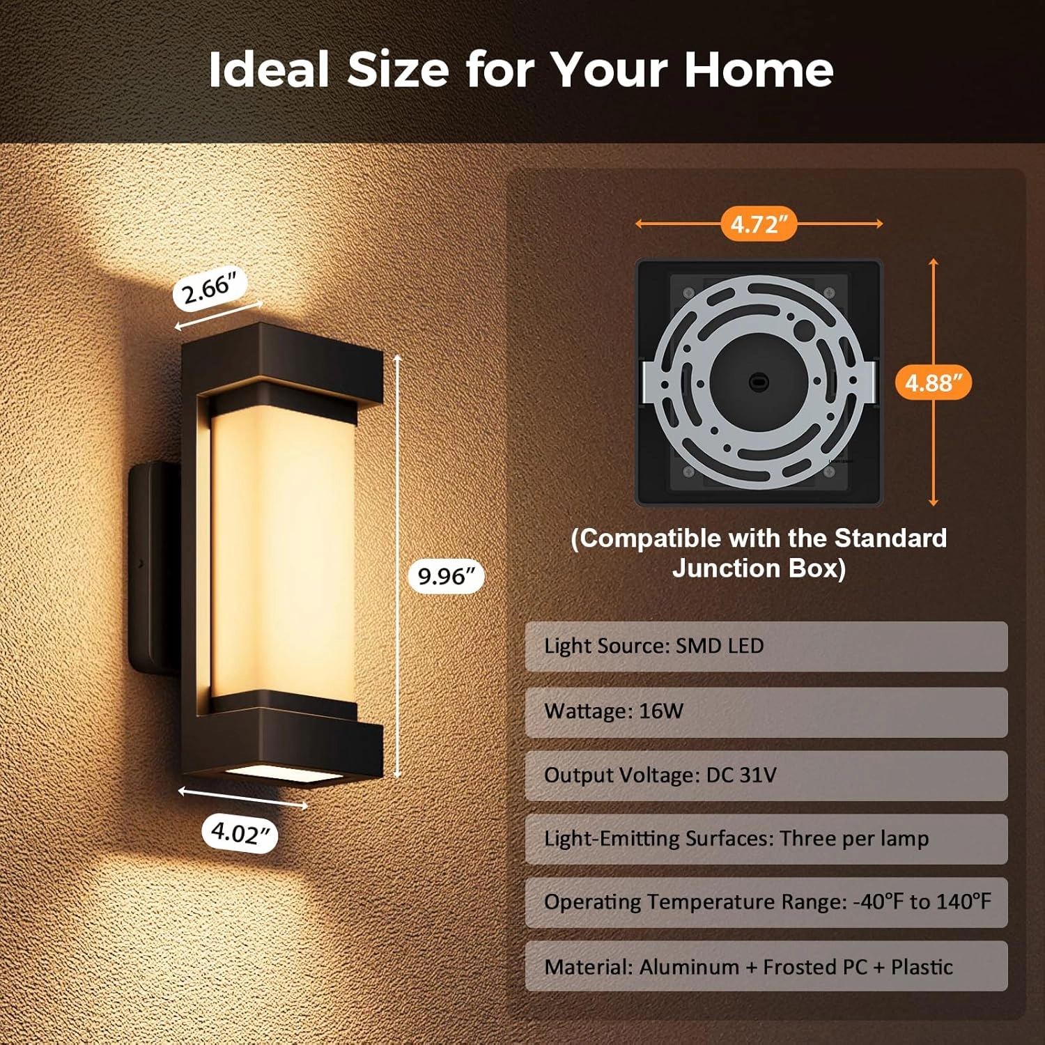XMCOSY  Outdoor Wall Lights, 2100LM Smart LED Porch Lights Outdoor, RGBCW Exterior Lighting Sconce, Wi-Fi Control, Compatible with Alexa, IP65 Waterproof, 2 Pack