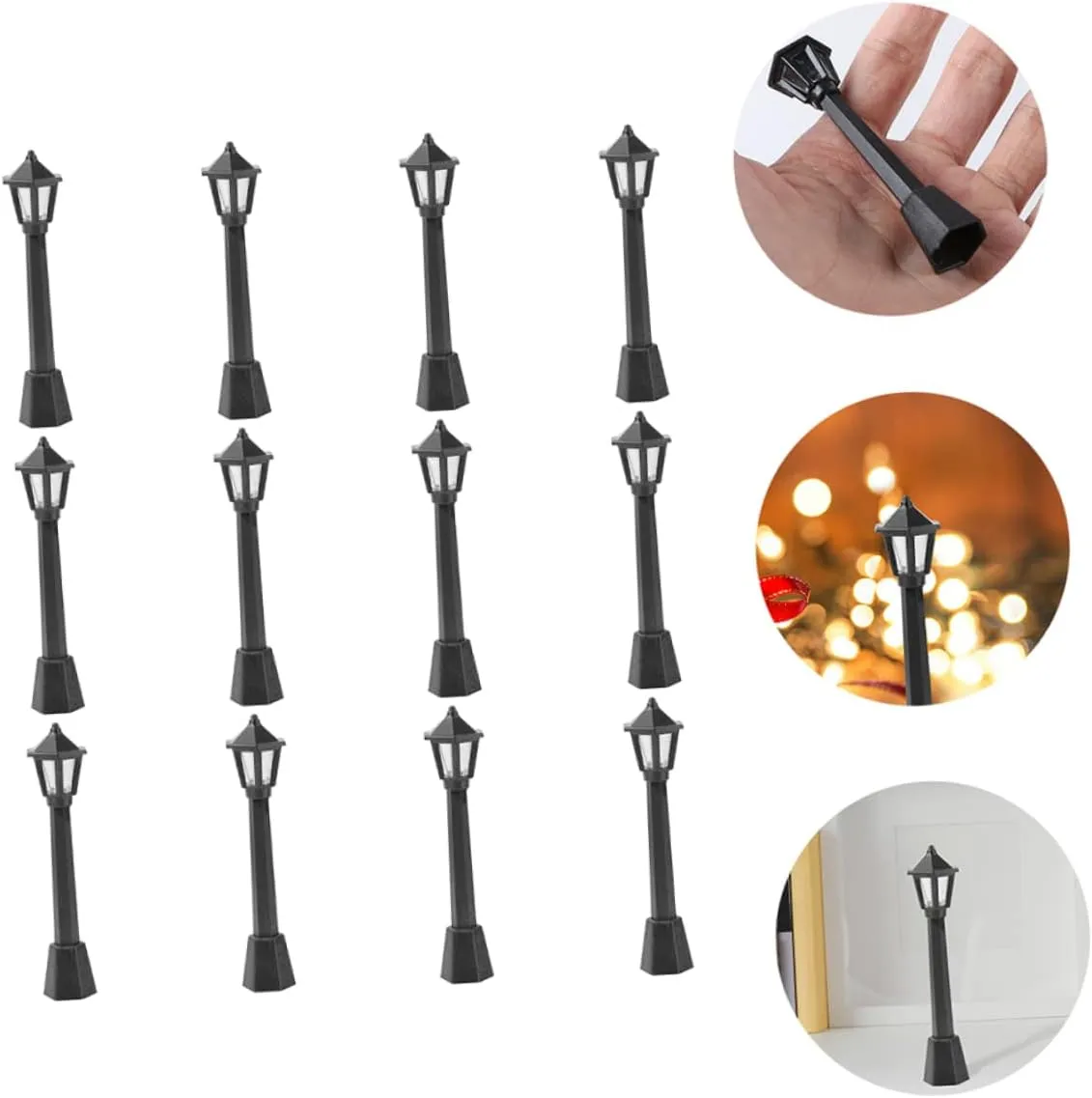 Yardwe 3sets Compact Plastic Miniature Street Light Model Playing House Light Lightweight and 12pcs*3