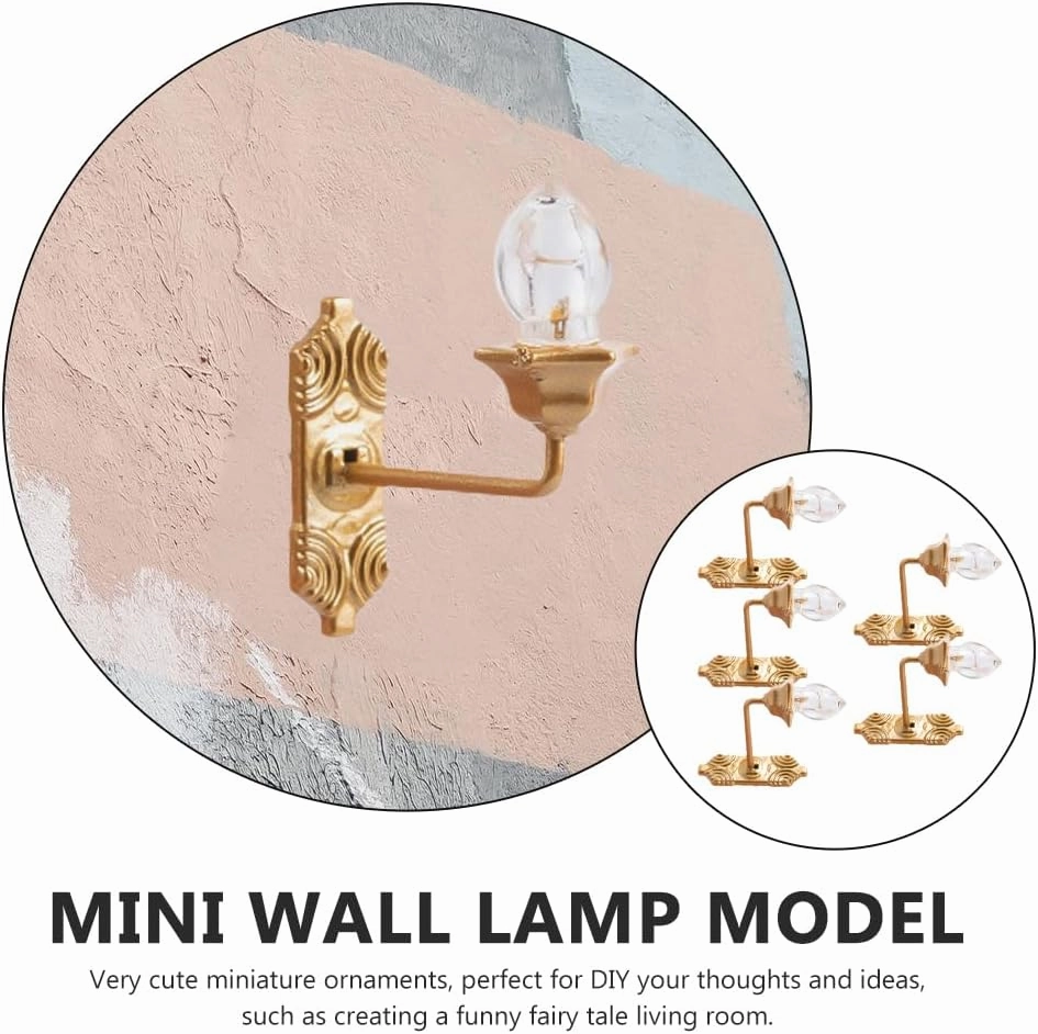 Yardwe Vintage DIY Dollhouse 1 12 Dollhouse Miniature LED Wall Light Lamp 5pcs Dollhouse LED Wall Sconces 1: 12 Scale Wall Lamp Mini Wall Lamp Models