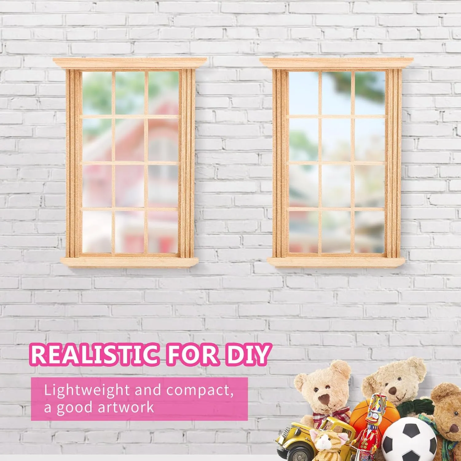 YARNOW 6 Pcs Wood Dollhouse Window Frames 1 12 Scale, Miniature Dollhouse Furniture, Ideal for DIY Bedroom Accessories