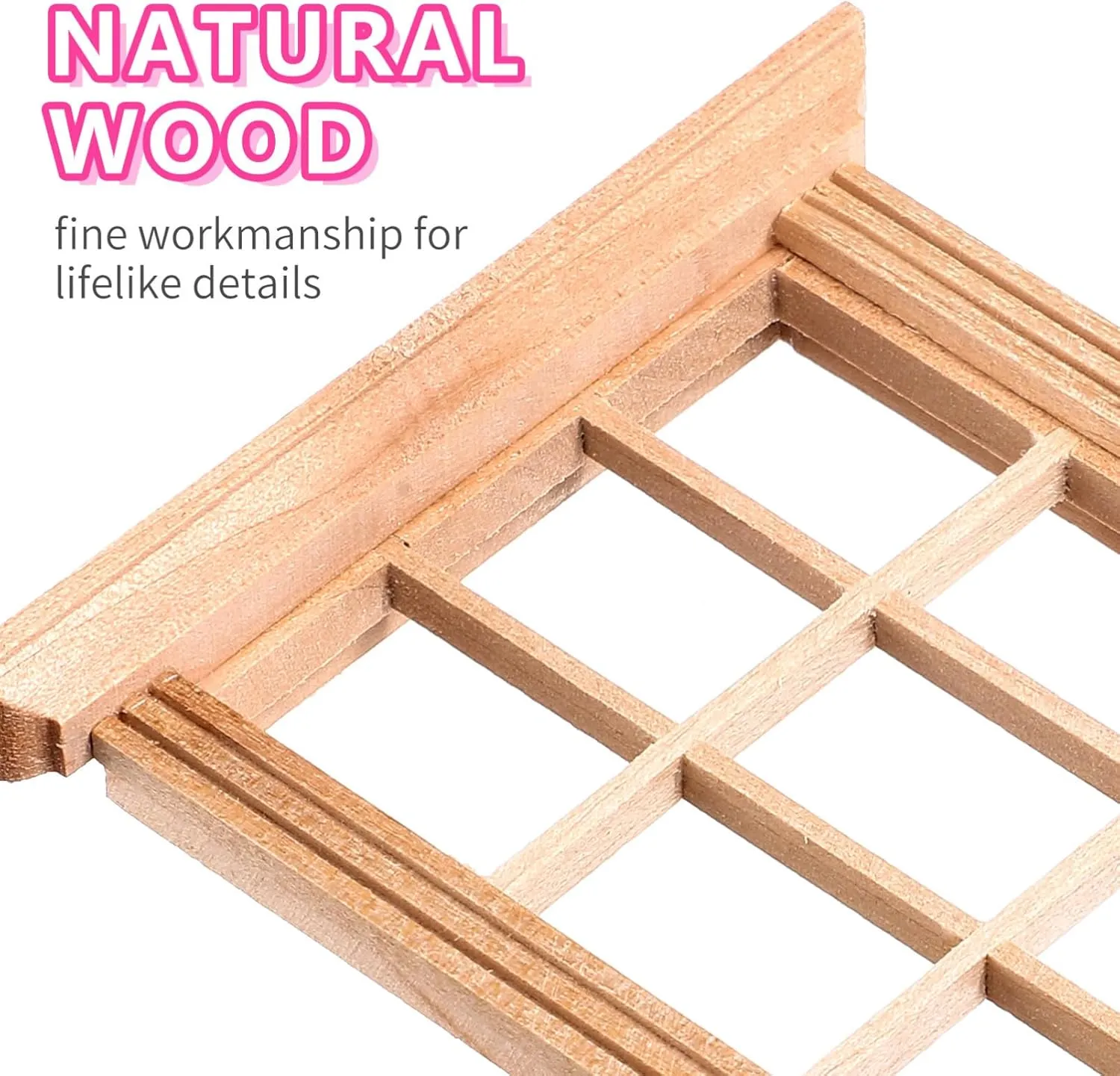 YARNOW 6 Pcs Wood Dollhouse Window Frames 1 12 Scale, Miniature Dollhouse Furniture, Ideal for DIY Bedroom Accessories
