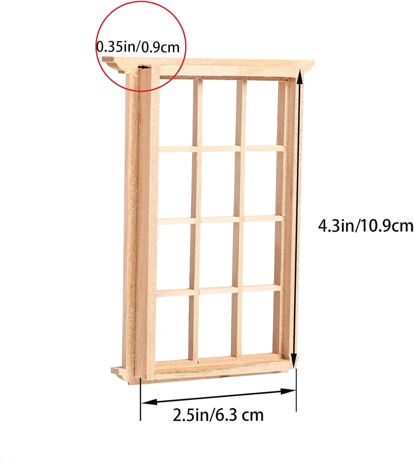 YARNOW 6 Pcs Wood Dollhouse Window Frames 1 12 Scale, Miniature Dollhouse Furniture, Ideal for DIY Bedroom Accessories